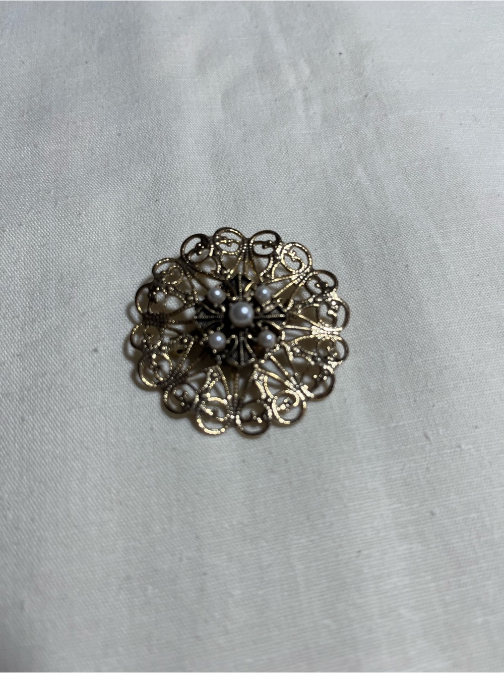 Gold Filigree Pearl Cluster Brooch - Women Jewelry